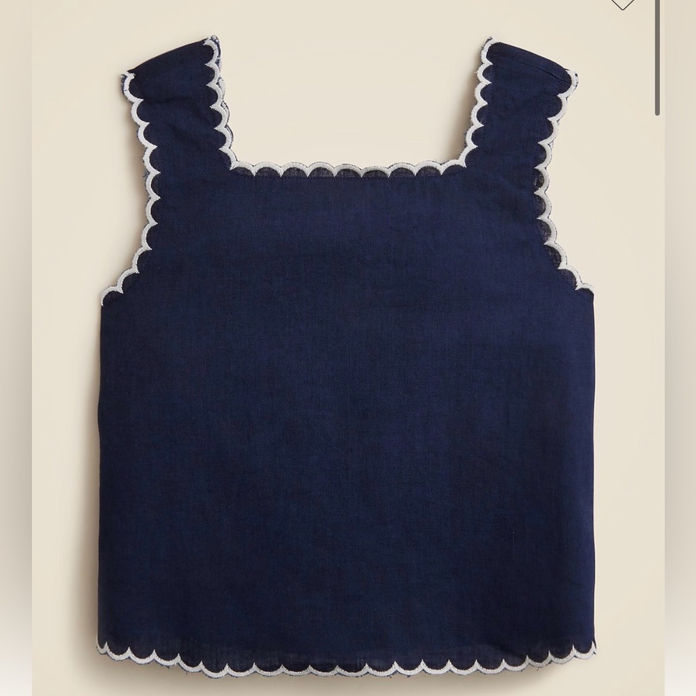 Jcrew crewcuts sz 6 Navy Blue Scalloped Tank Top